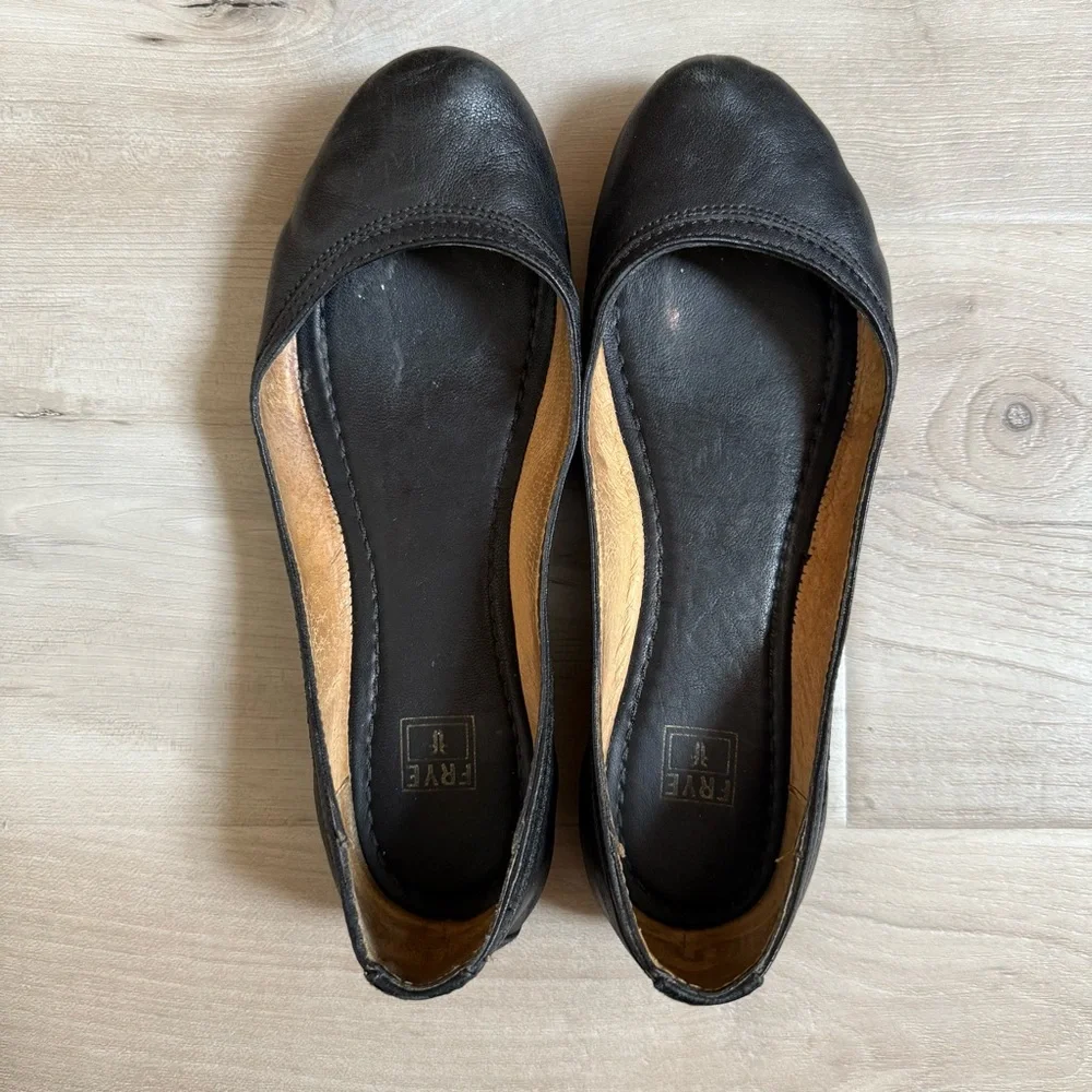 FRYE • Carson Ballet Flats - Black Leather Size 7.5 - Picture 11 of 16
